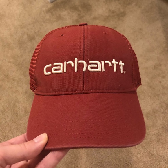 NWT Carhartt Dark Brick Red Mesh Canvas Ball Cap - Picture 3 of 3